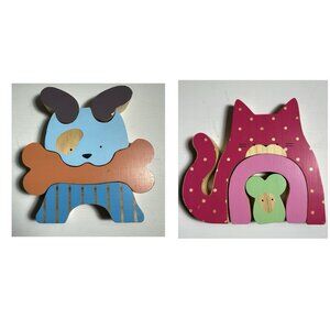 Bendon Kathy Ireland Dog Cat Pet Wooden Stacking Puzzle Preschool Children’s Toy